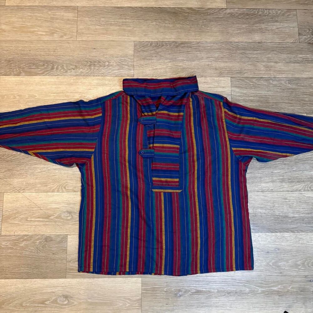 Mary McFadden Collection I Striped Tonic Top Blouse Silk Jewel Tone 90s [S]